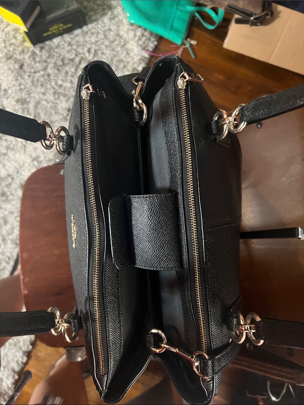 Coach Black Leather Shoulder Bag with Gold Hardware - Picture 3 of 3